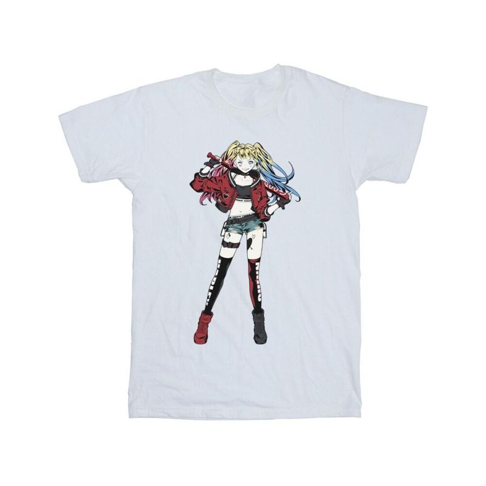 DC Comics Mens Harley Quinn Standing Pose T-Shirt / White